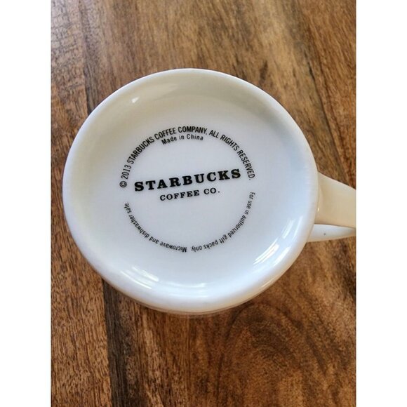 2013 Starbucks Christmas Holiday Red Village Gold Trees Coffee Cup Mug 13oz - Picture 5 of 5